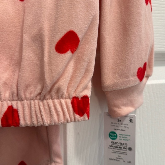 ❤️ Carter’s Valentine Pink Red Heart 2 Piece Pajamas - Picture 4 of 6
